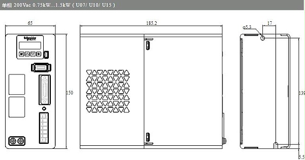 施耐德LXM16伺服单相200Vac1.5kW尺寸